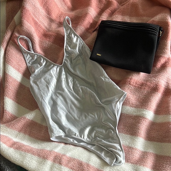 Silver Women's One Piece Swimsuit - Picture 2 of 4